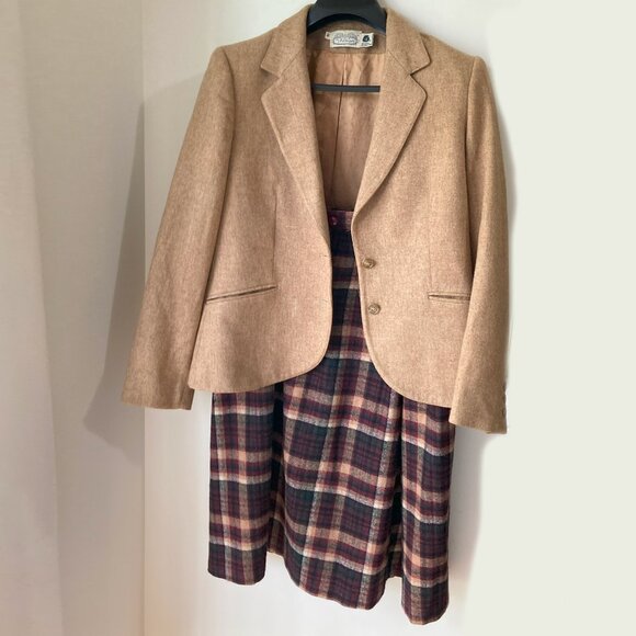 Vintage Tan Wool blend Blazer The Villager 16 Classic Style Spring Fall Jacket L - Picture 6 of 7
